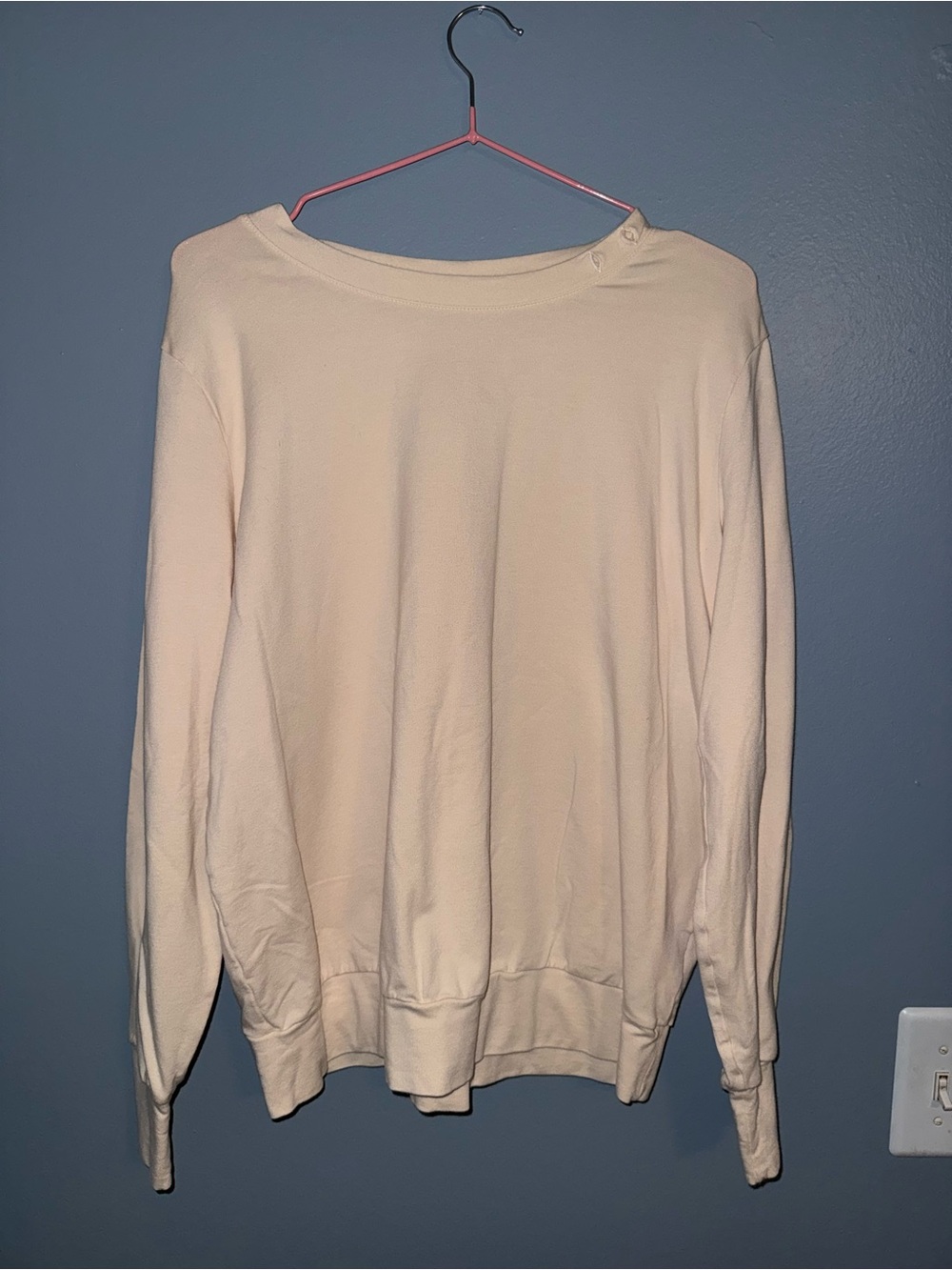 AnyBody Cream Pullover with Brown Trim